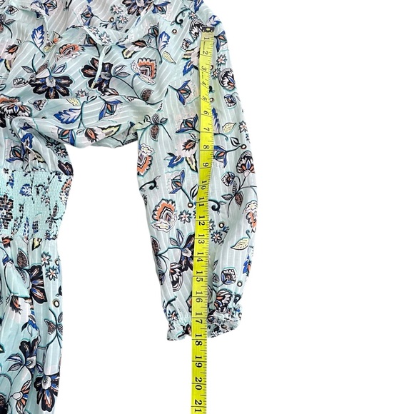 New Juicy Couture Robin's Egg Blue Floral Cotton/Silk Boho Peasant Dress (M) - Picture 11 of 14